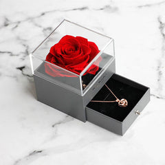 Preserved Flower Jewelry Box Necklace Rose Acrylic