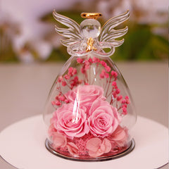 Eternal Flower Gift Box Angel Glass Cover Dried Rose Gift Box For Christmas New Year Valentine's Day Home Decor - Trending Tina