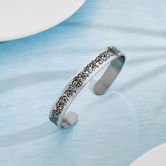 Arabic Character Stainless Steel Opening Bangle Bracelet