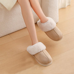 Winter Warm Plush Home Slippers Indoor Fur Slippers Women Soft Lined Cotton Shoes Comfy Non-Slip Bedroom Fuzzy House Shoes Women Couple - Trending Tina