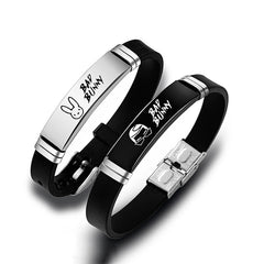 Hip Hop Bad Bunny Stainless Steel Silicone Bracelet Bangle