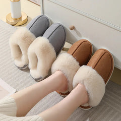 Winter Warm Plush Home Slippers Indoor Fur Slippers Women Soft Lined Cotton Shoes Comfy Non-Slip Bedroom Fuzzy House Shoes Women Couple - Trending Tina