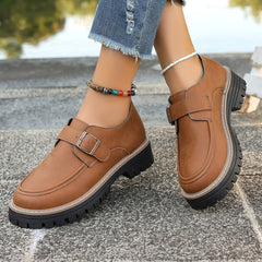 Fashion Buckle Loafers For Women British Style Height-increasing Thick-soled Casual Shoes - Trending Tina