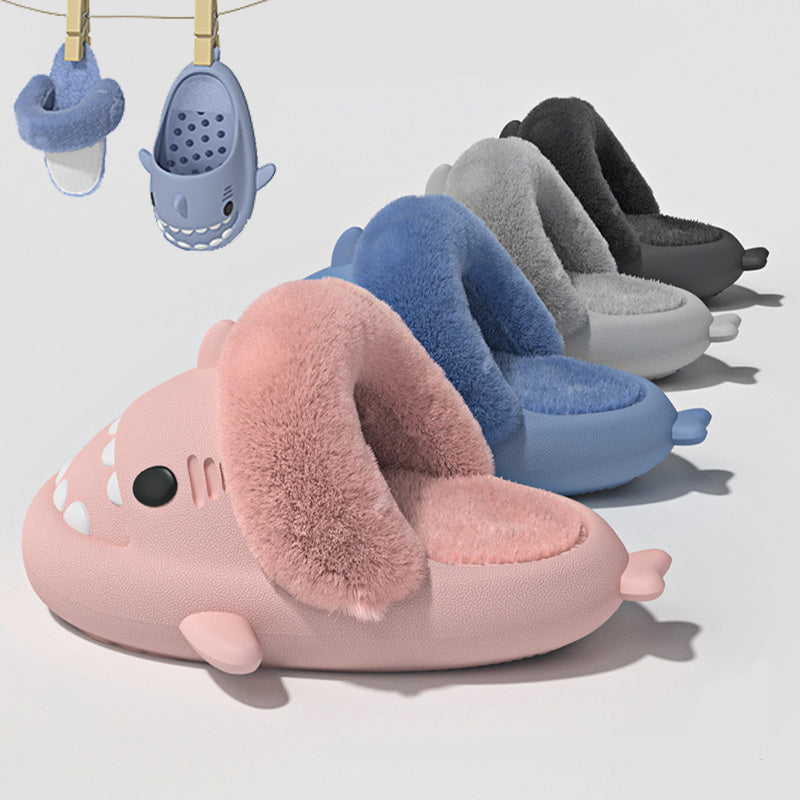 Winter Shark Slippers Detachable Warm Fuzzy Slippers Bedroom House Shoes Women - Trending Tina