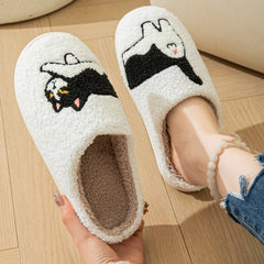 Cartoon Cotton Slippers For Women Men Indoor Outdoor Slippers For Household Autumn And Winter Couples Shoes Fuzzy Warm Soft Slippers - Trending Tina