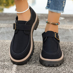 Fashion Buckle Loafers For Women British Style Height-increasing Thick-soled Casual Shoes - Trending Tina