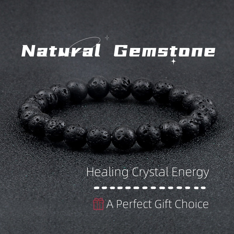 Natural Volcanic Stone Beads Bracelets Black Lava Men Women Bracelet Aromatherapy Essential Oil Diffuser Bangle - Trending Tina