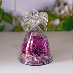 Eternal Flower Gift Box Angel Glass Cover Dried Rose Gift Box For Christmas New Year Valentine's Day Home Decor - Trending Tina