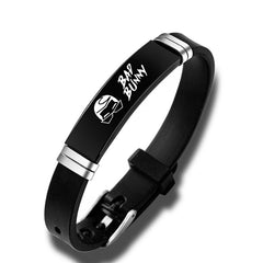 Hip Hop Bad Bunny Stainless Steel Silicone Bracelet Bangle