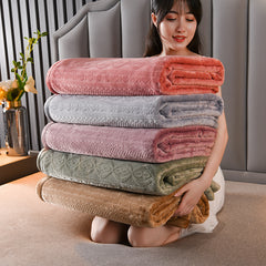 7D Carved Milk Fleece Blanket Thick Flannel Coral Fleece Warm Blanket - Trending Tina