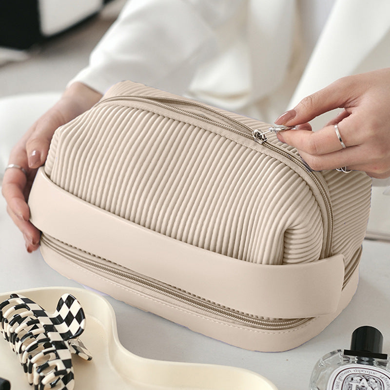 Cream Toast Makeup Bag Large Capacity - Trending Tina