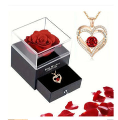 Preserved Flower Jewelry Box Necklace Rose Acrylic