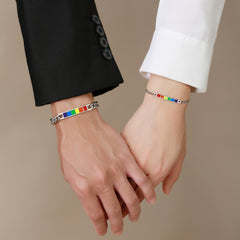 Couple Rainbow Bracelet Stainless Steel Bangle Bracelet Black